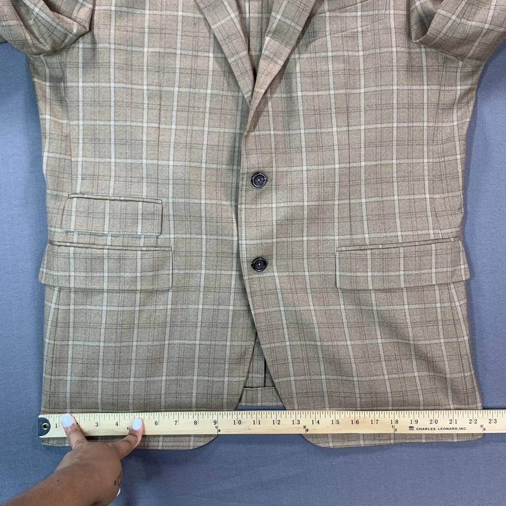 Canali Kei Blazer Mens 56R Brown Windowpane Wool Sport Coat Jacket Made In Italy